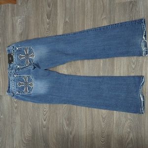 Miss Me Cross Light Wash Boot Cut Jeans
